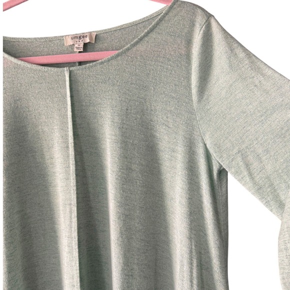 Umgee Sage Green Textured Long Sleeve Top Size Medium Boho Bubble Sleeve - Picture 5 of 7